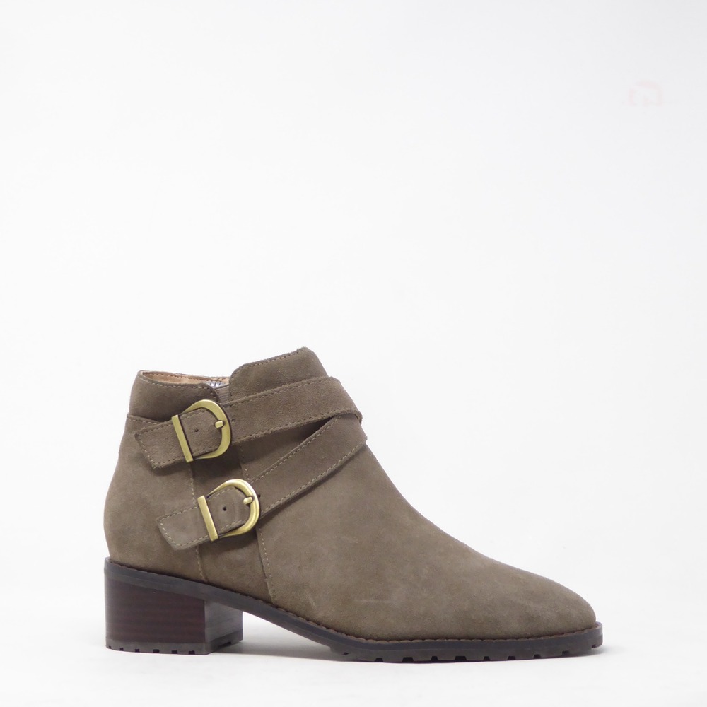 Blondo Sway Women Ankle Boots Taupe Suede Waterproof Buckle Size 8.5